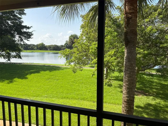 a view of lake from a balcony