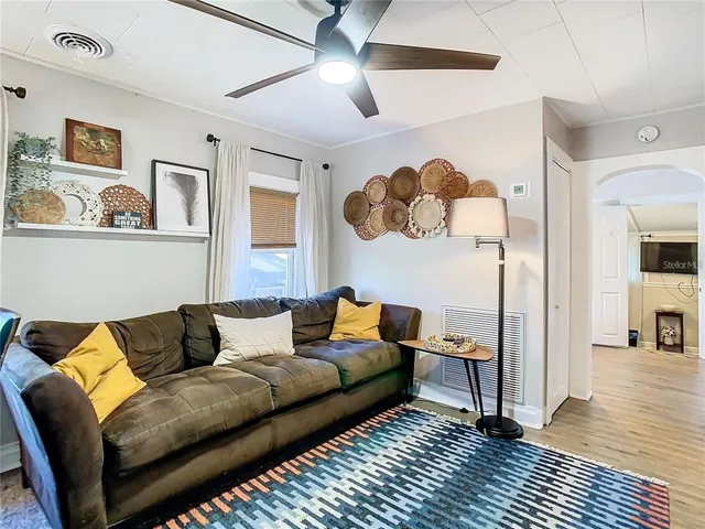 a living room with furniture