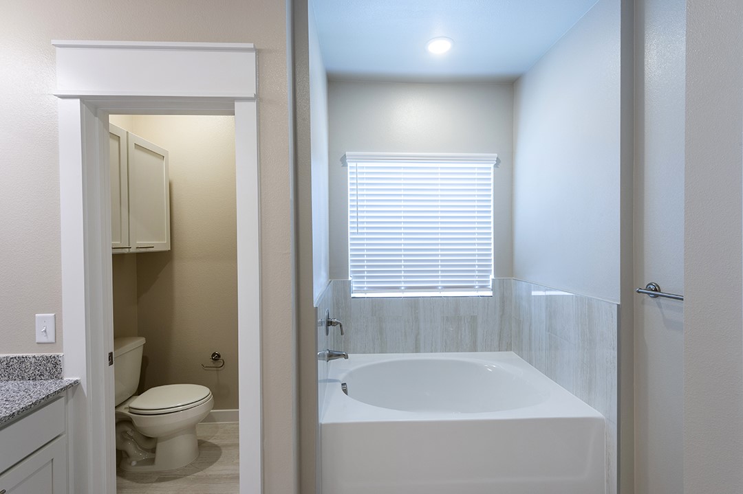 1724 Partnership Way, Unit 2102 Katy, TX 77449 - Photo 24 of 33 a bathroom with a granite countertop toilet a sink and bathtub