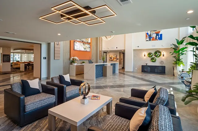 a living room with furniture