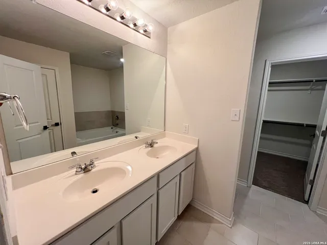 a bathroom with a bathtub
