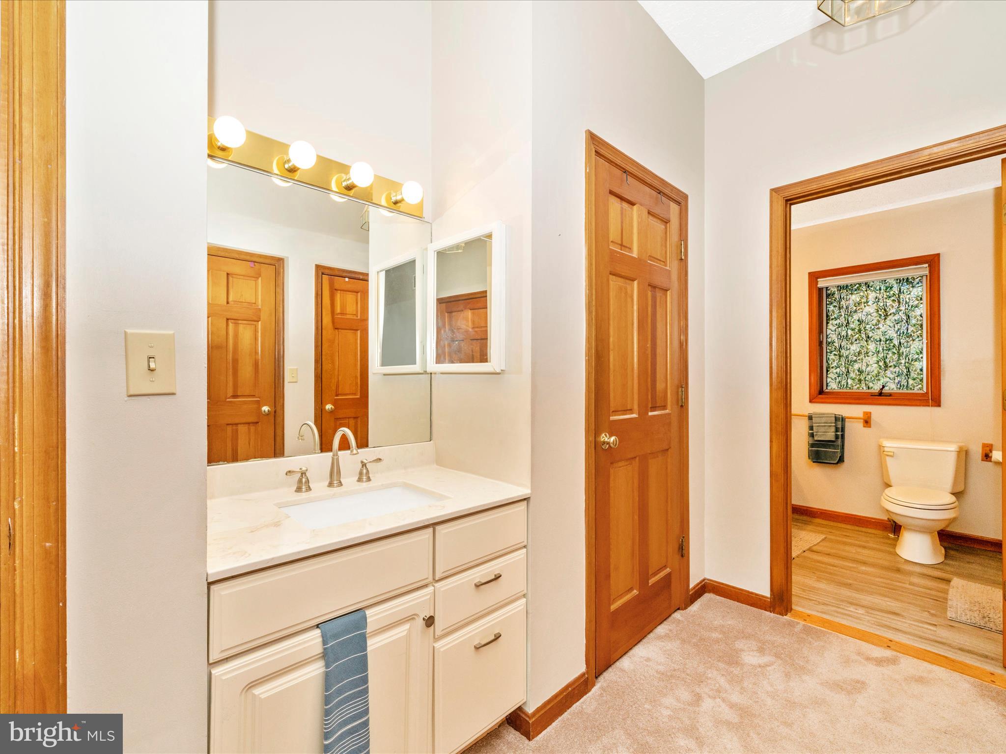 17879 Harbaugh Valley Road Sabillasville, MD 21780 - Photo 28 of 64 a spacious bathroom with a double vanity sink a mirror and a shower