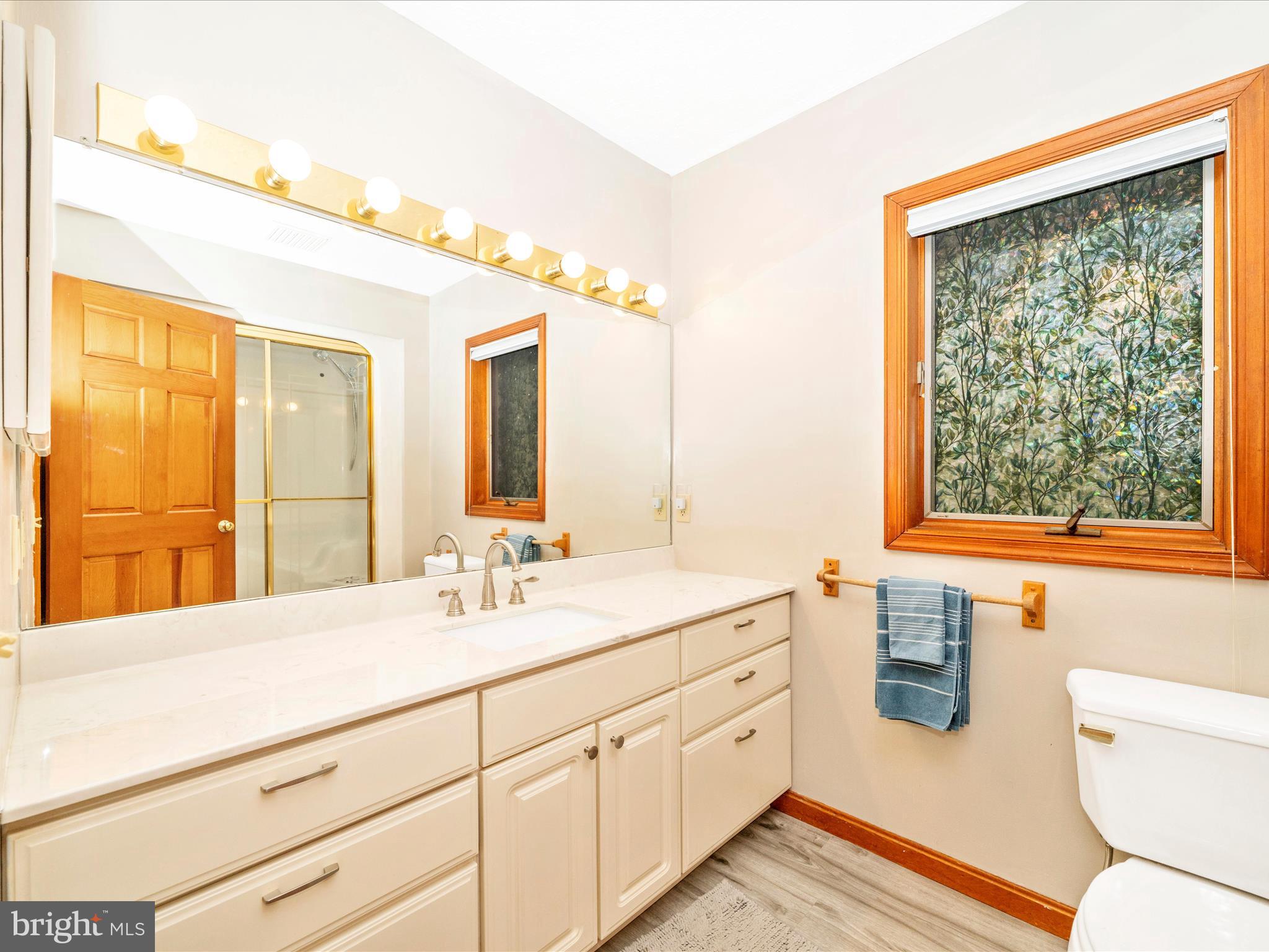17879 Harbaugh Valley Road Sabillasville, MD 21780 - Photo 29 of 64 a bathroom with a granite countertop sink mirror vanity and toilet