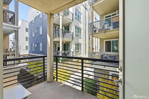 a view of a building from a balcony
