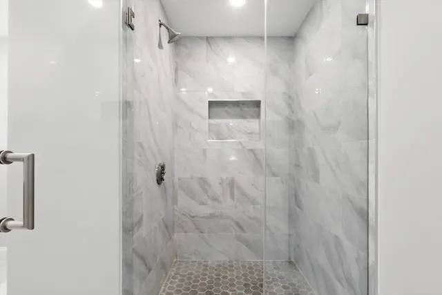 a bathroom with a shower