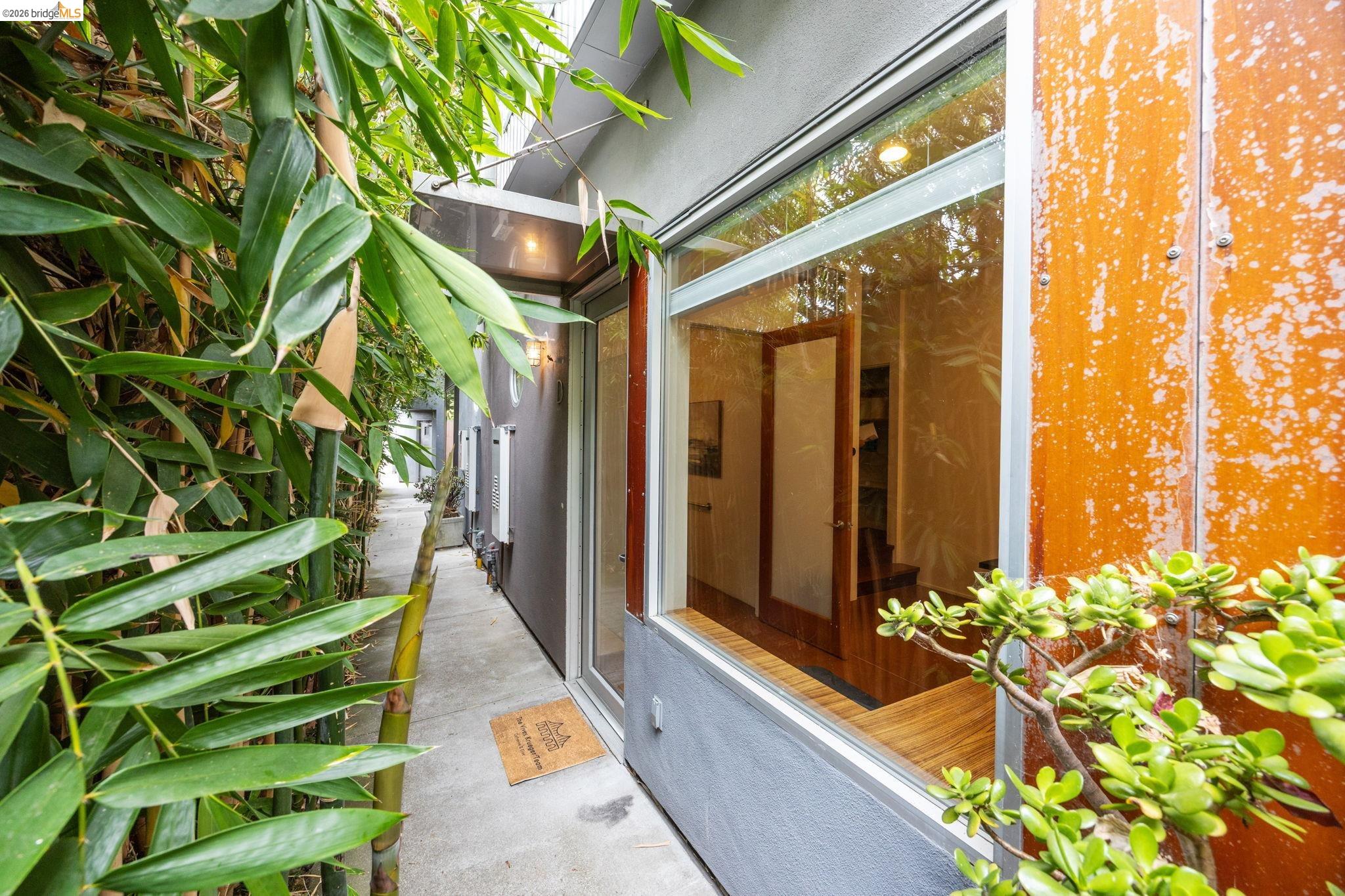 2709 Tenth Street, Unit D Berkeley, CA 94710 - Photo 21 of 29 Exterior walkway with concrete paving and lush bamboo plantings