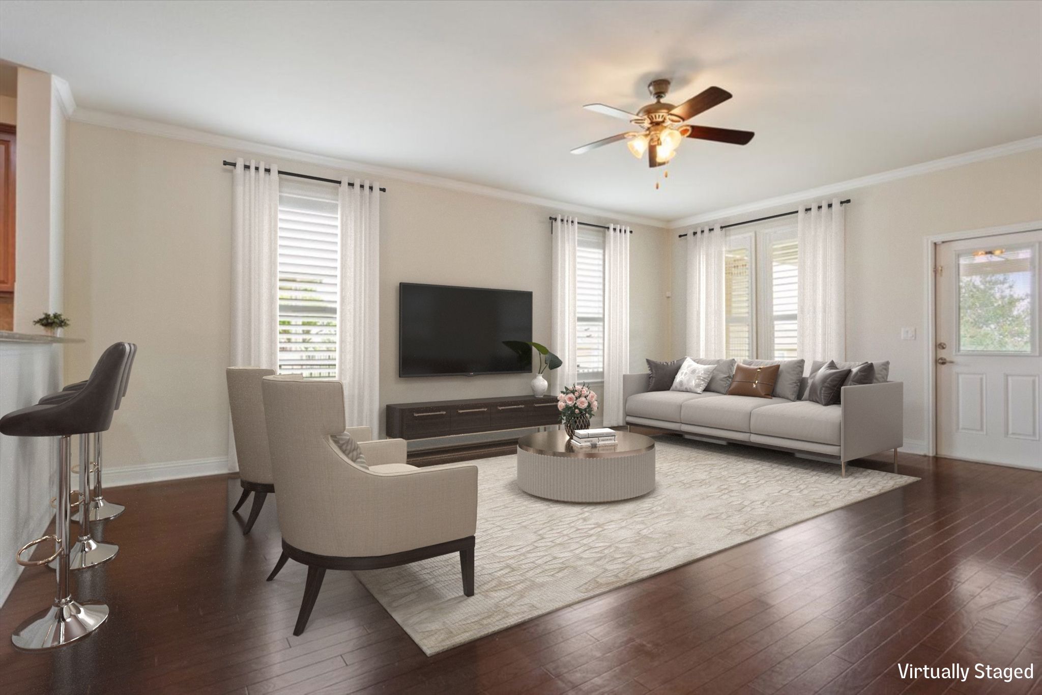 905 Mount Locke Court Georgetown, TX 78633 - Photo 13 of 36 a living room with furniture fireplace and a flat screen tv