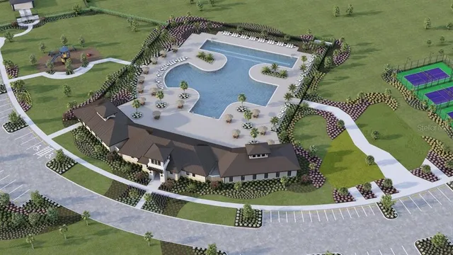 an aerial view of a house