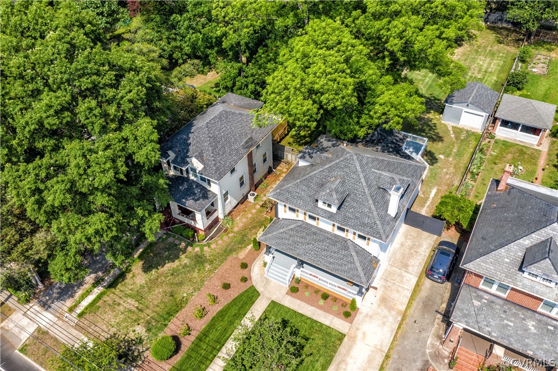 4213 Brook Road Richmond, VA 23227 - Photo 48 of 49 an aerial view of a house with outdoor space and trees all around