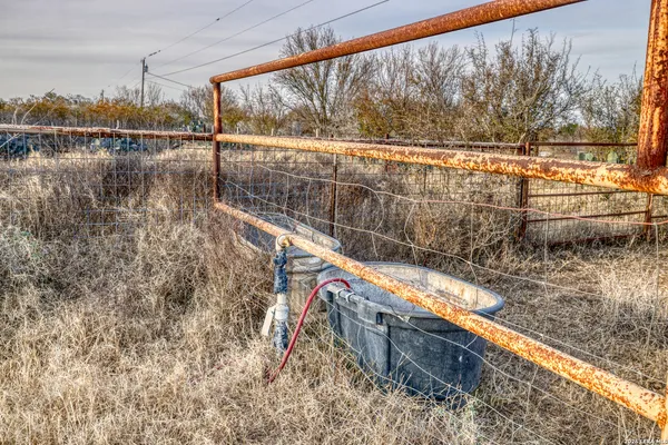 a view of garage and yard
