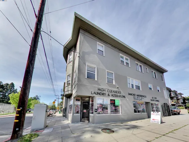 a front view of a building with street