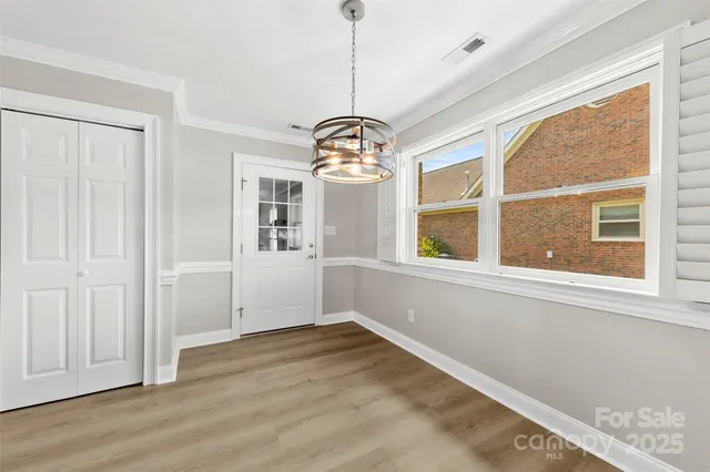 a view of a room with racks on the wall