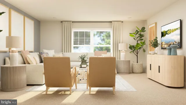 a living room with a couch and a table