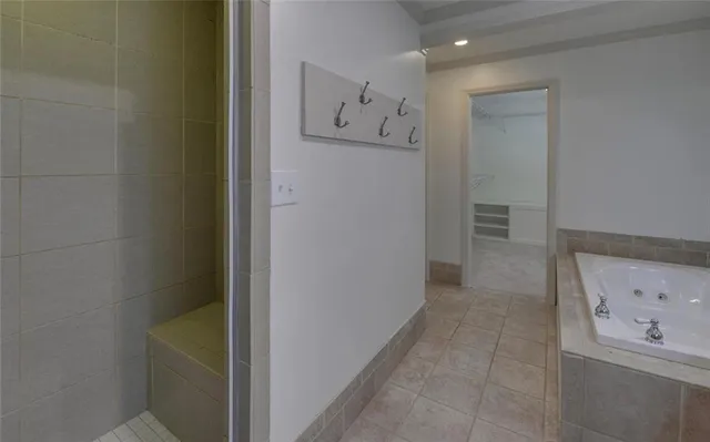 a view of an empty walk in closet