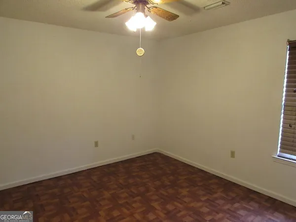 a view of a small space with a window