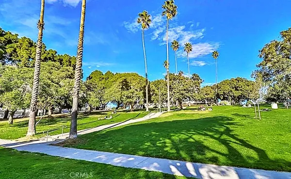 a view of a golf course with a garden