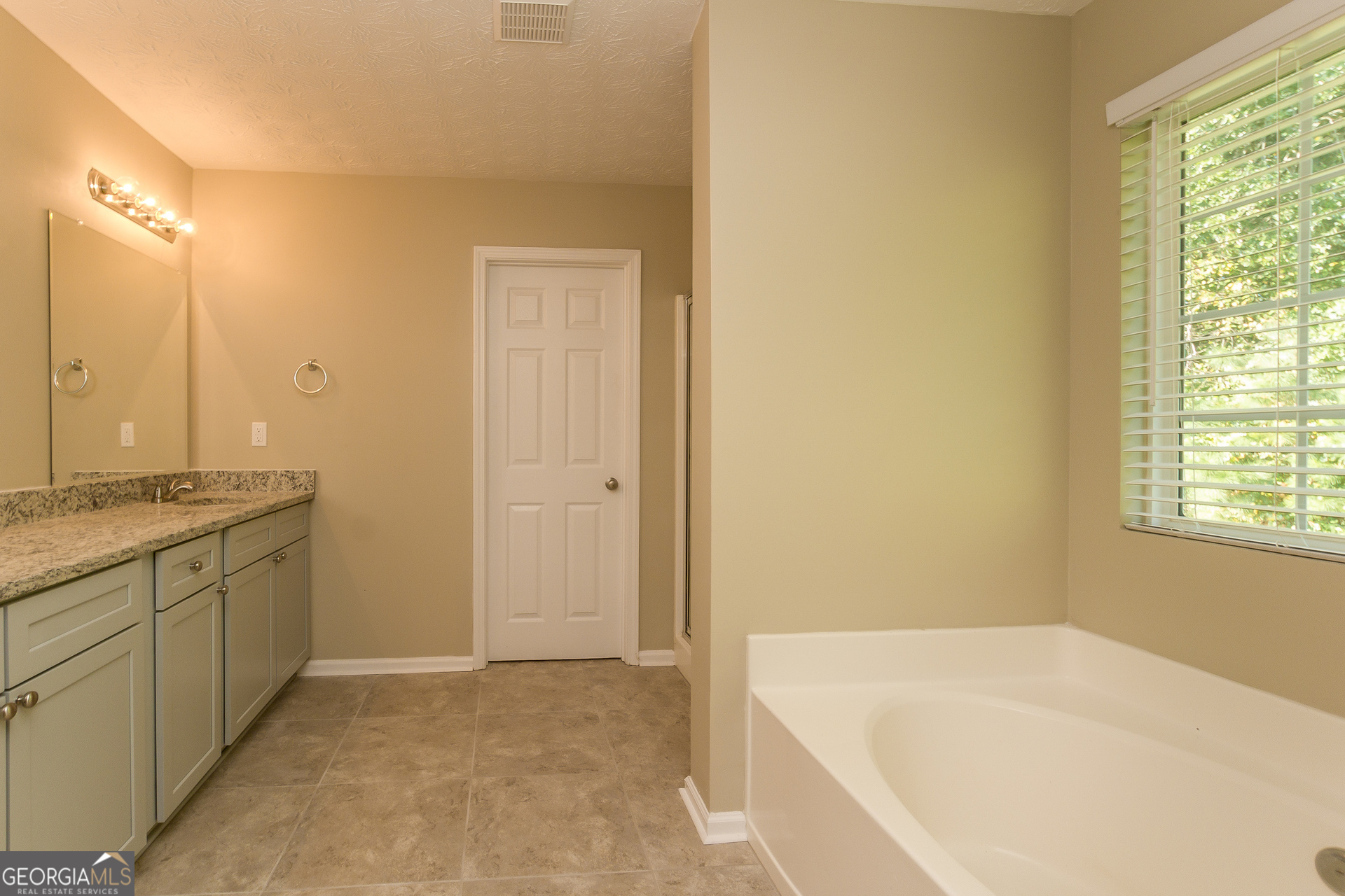 7287 Walton Hill Fairburn, GA 30213 - Photo 8 of 15 a bathroom with a granite countertop sink and a bathtub
