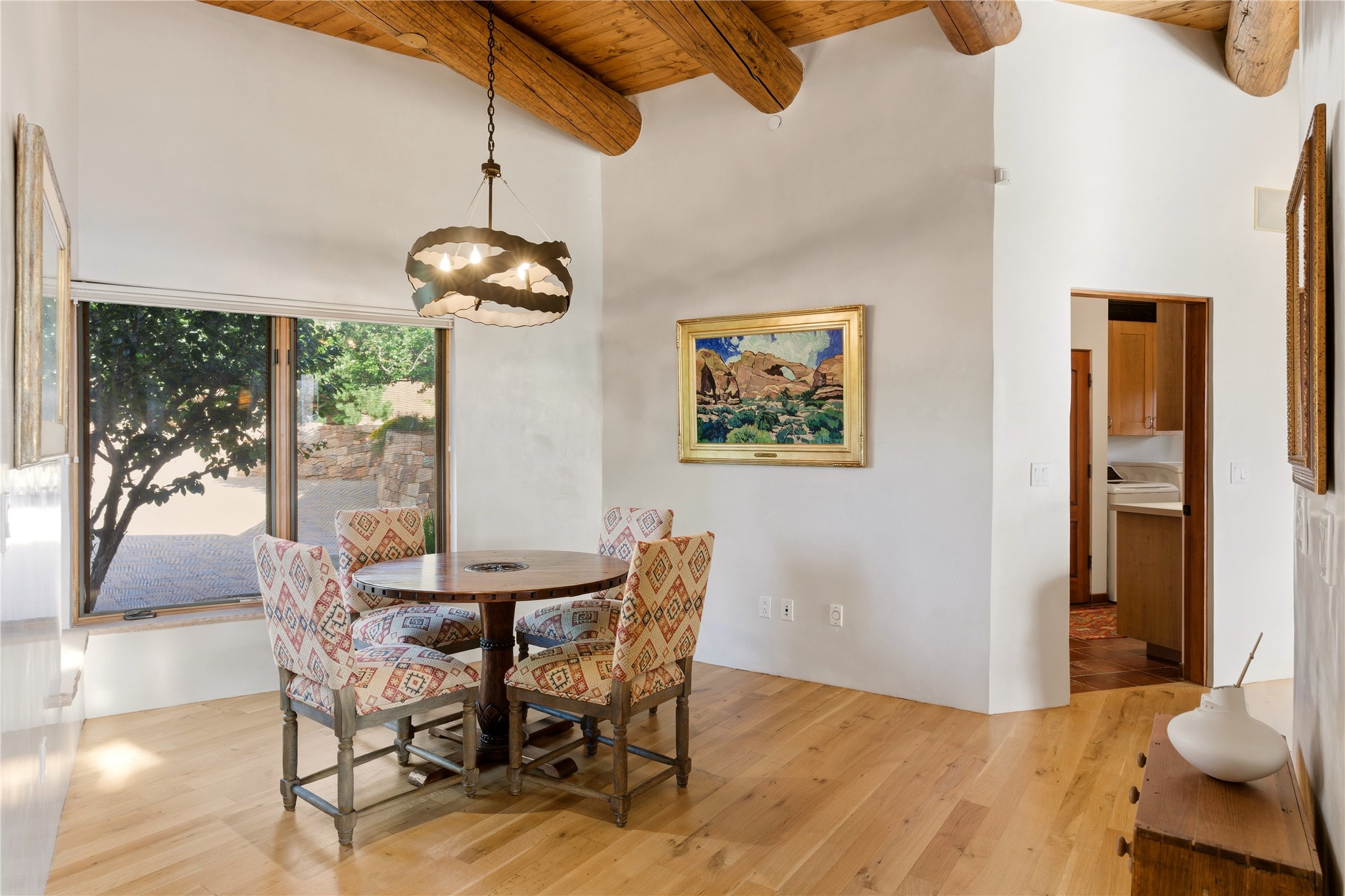 1008 South Summit Ridge Santa Fe, NM 87501 - Photo 19 of 42 Breakfast Room with Burnished Steel Chandelier