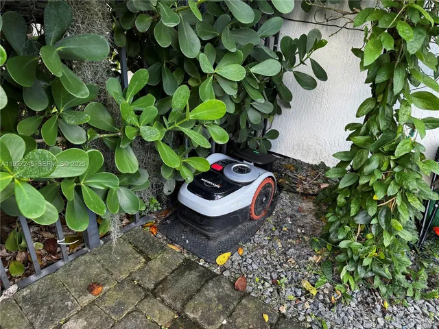 a garden with plants in outdoor seating