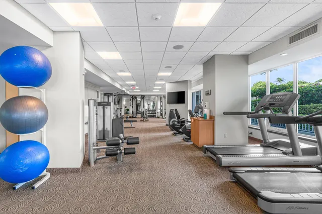 a view of a room with gym equipment