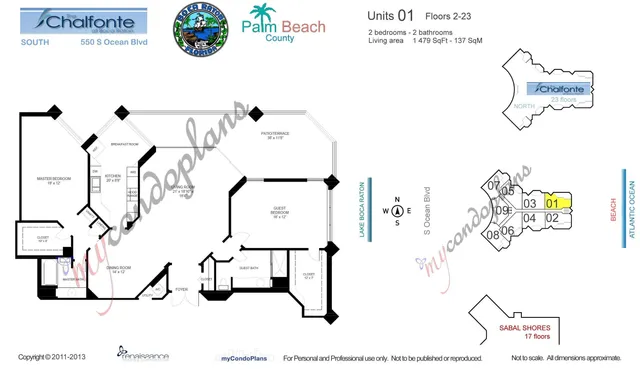$2,075,000 | 550 South Ocean Boulevard, Unit 2001, Boca Raton, FL 33432