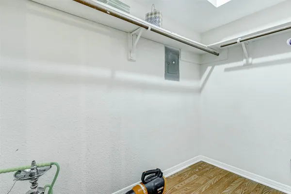 a view of small space with racks on the wall