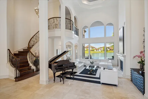 a living room with furniture
