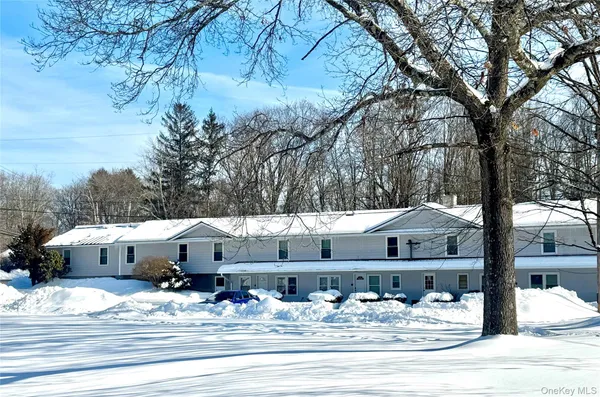 a view of a house with snow on the road