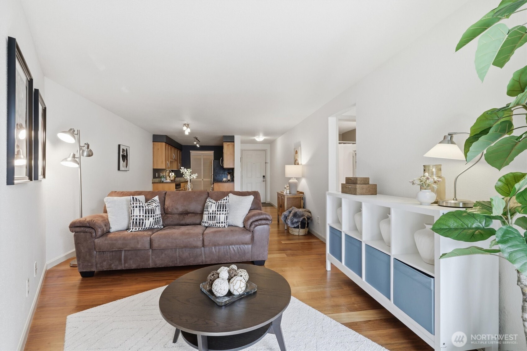 3045 20th Avenue West, Unit 303 Seattle, WA 98199 - Photo 15 of 28 a living room with furniture and a potted plant