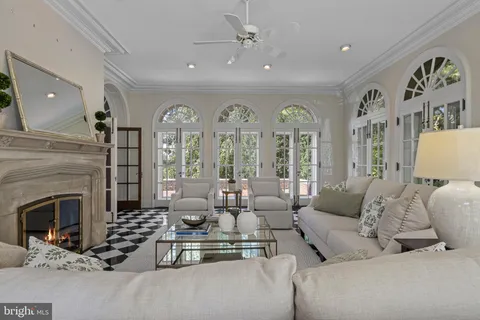 a view of a dining room with furniture and window