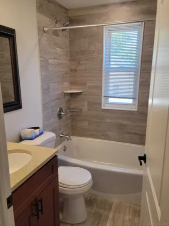 a bathroom with a sink a toilet and a bathtub