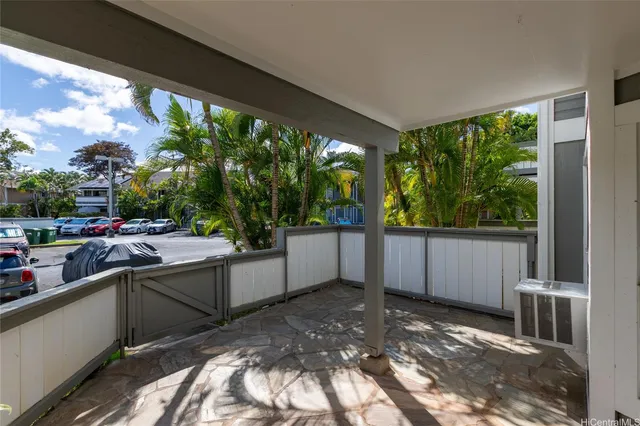 a view of a porch with a back yard