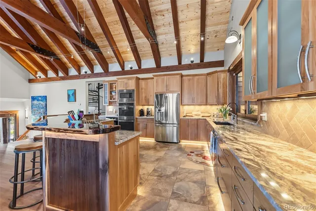a view of a kitchen and living room