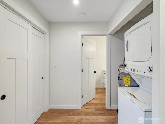 a view of a storage & utility room with washer and dryer