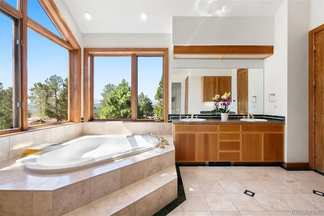 a living room with large window