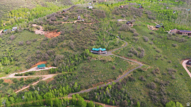 6 Beaver Springs Rancheros Oakley, UT 84055 - Photo 64 of 68 Expansive hillside property featuring a central home with a green roof, surrounded by varied green foliage and several other structures