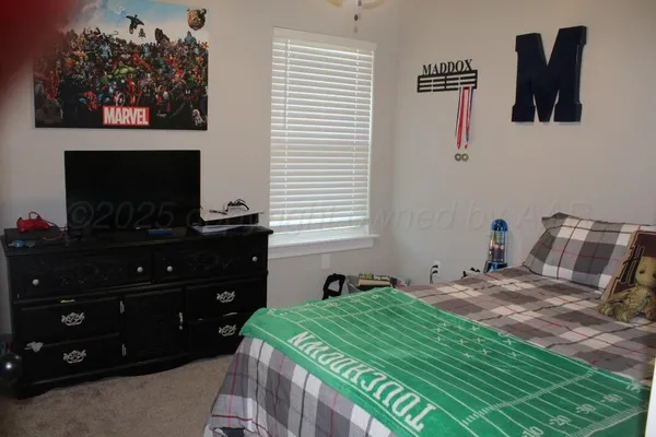 a bed room with a bed and a television