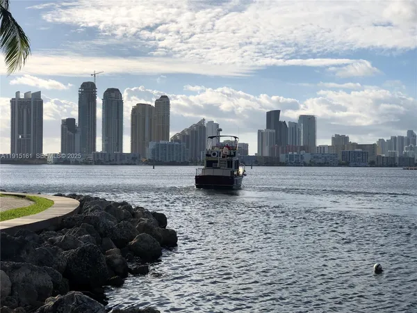 a view of a lake with a building