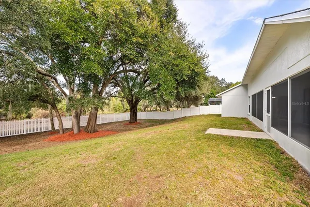 a view of a yard with a tree