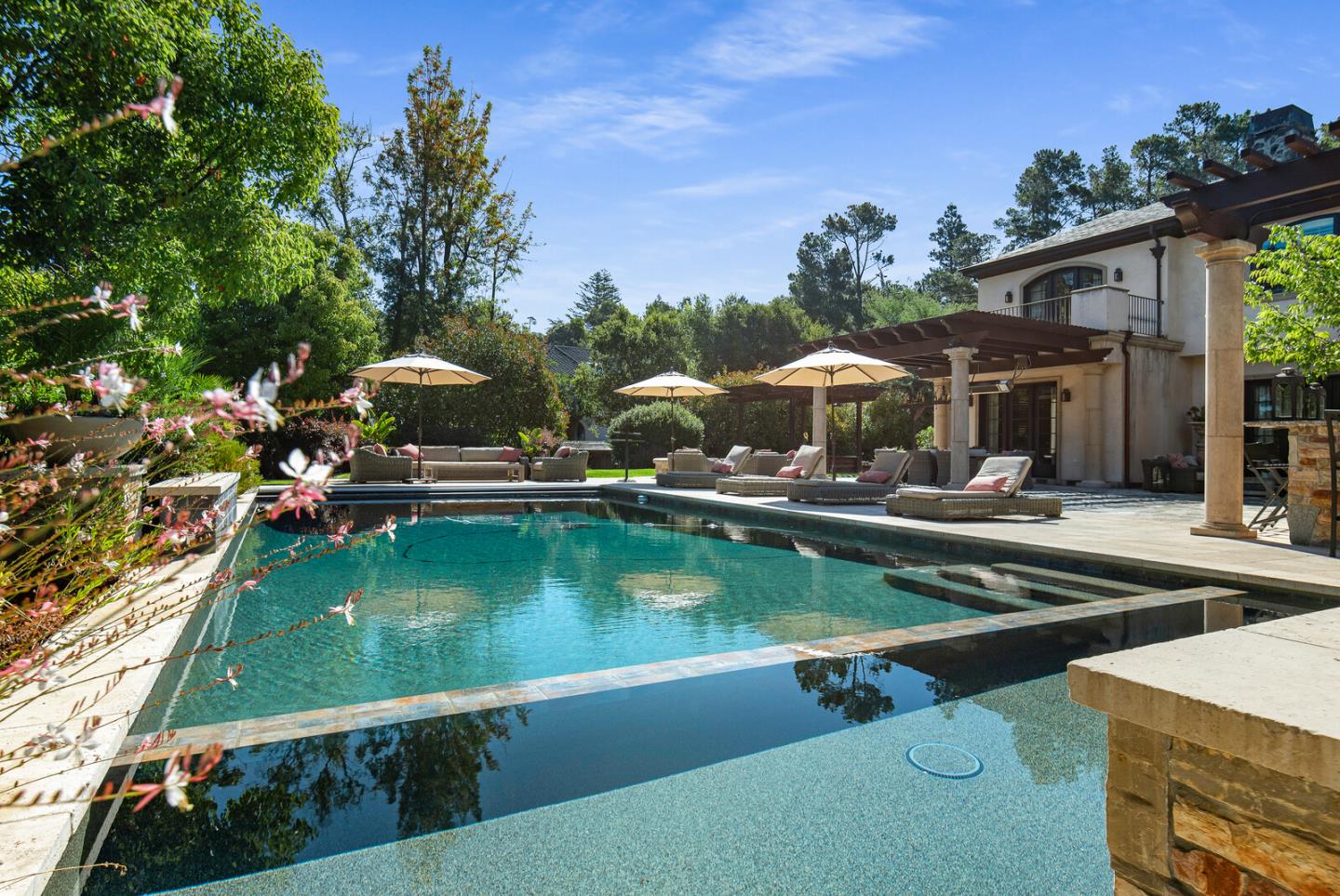 910 Link Road Hillsborough, CA 94010 - Photo 28 of 37 an aerial view of a house with swimming pool garden view and trees