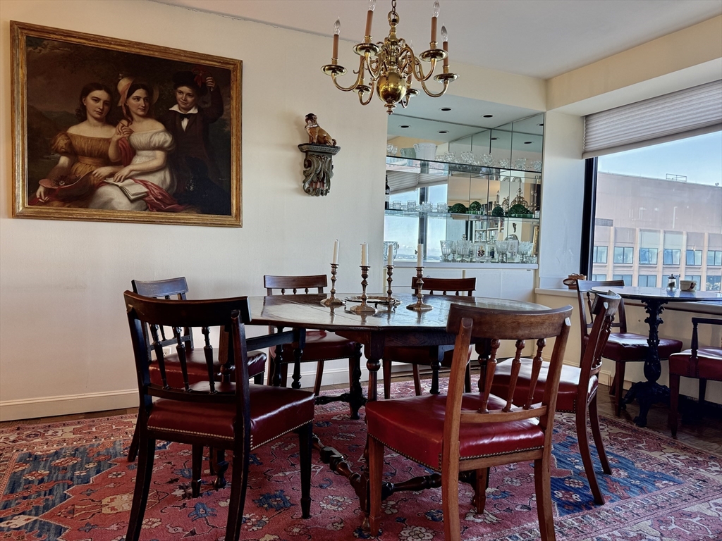 65 East India Row, Unit PHF Boston, MA 02110 - Photo 5 of 13 a view of a dining room with furniture window and wooden floor