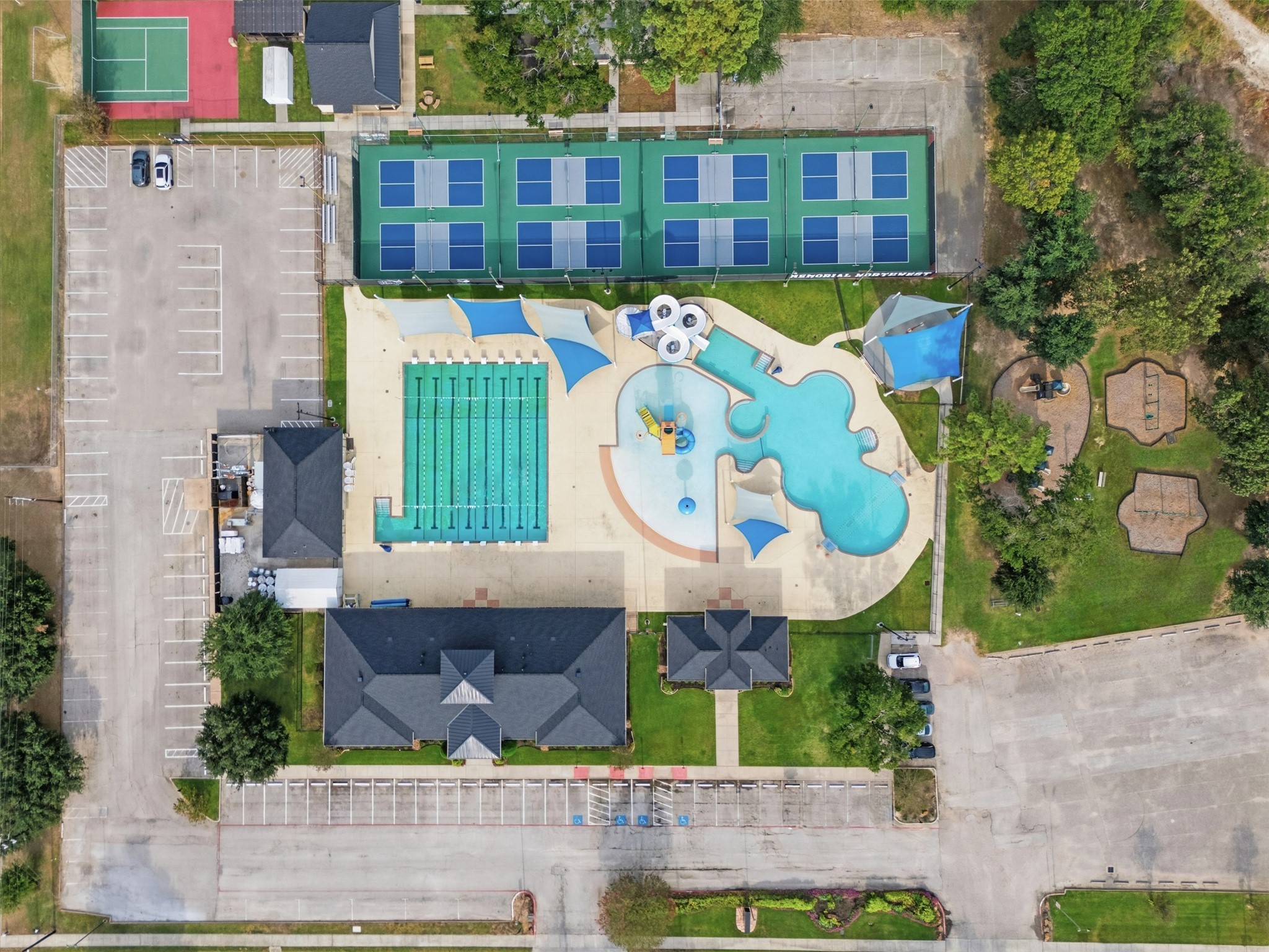 8107 Twining Oaks Lane Spring, TX 77379 - Photo 37 of 41 an aerial view of a house with swimming pool and porch