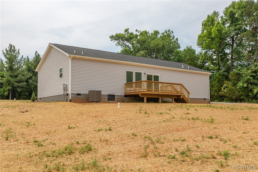 853 Levi Road Green Bay, VA 23942 - Photo 36 of 44 Back of house with cooling unit, a wooden deck, an