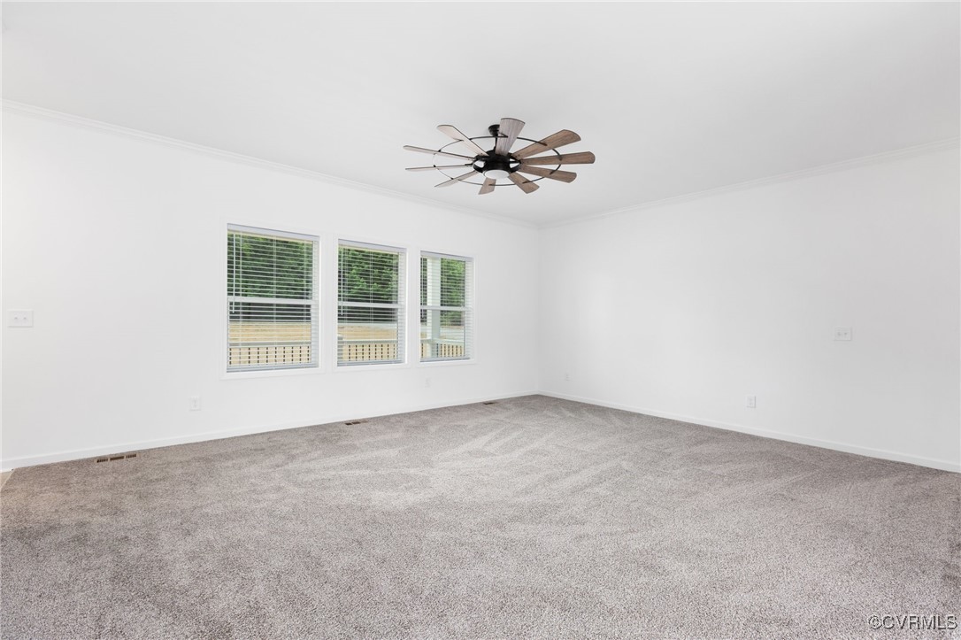 853 Levi Road Green Bay, VA 23942 - Photo 7 of 44 Carpeted empty room with baseboards, crown molding