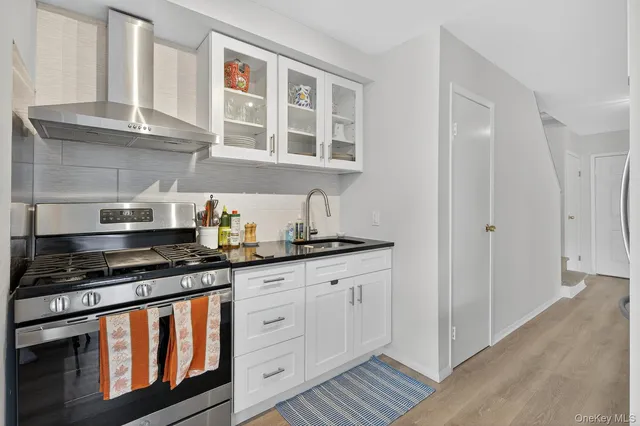 a kitchen with stainless steel appliances granite countertop a sink and cabinets