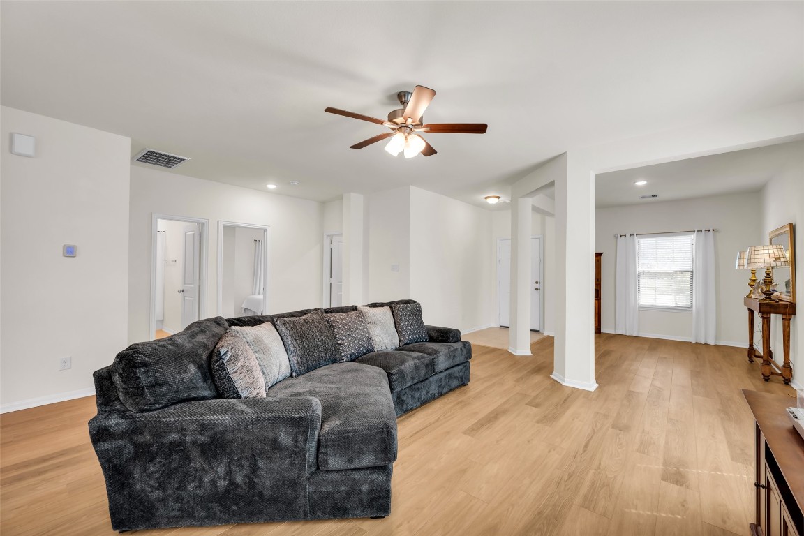 Stunning new floors enhance the modern elegance of this space.