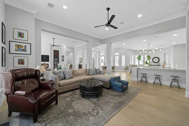 a living room with furniture a view of living room and a couch