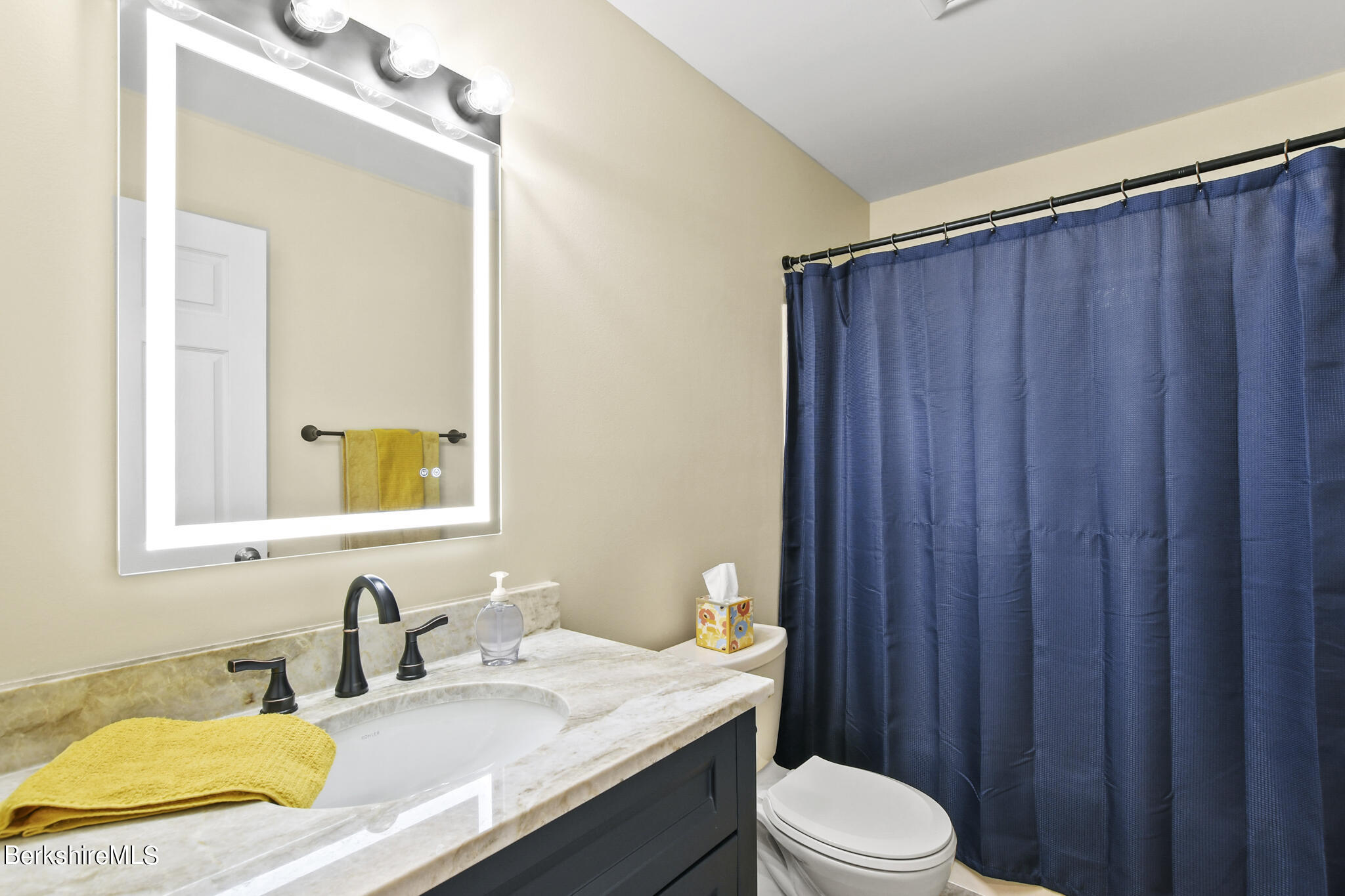 130 High St Hill Road Windsor, MA 01270 - Photo 38 of 50 a bathroom with a granite countertop sink vanity mirror and toilet