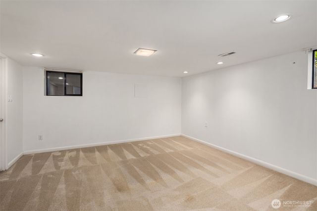 an empty room with a workbench