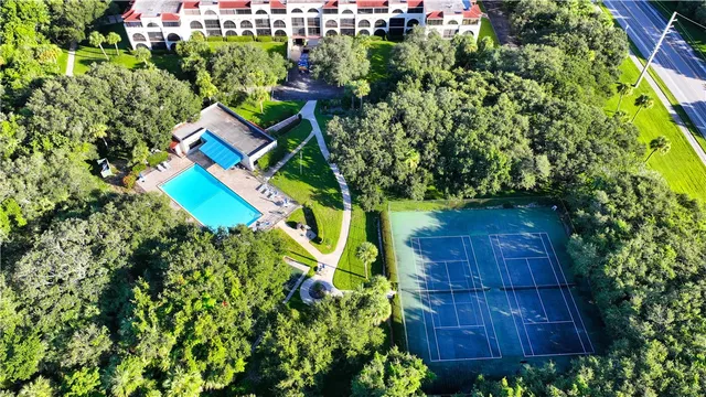 an aerial view of a house